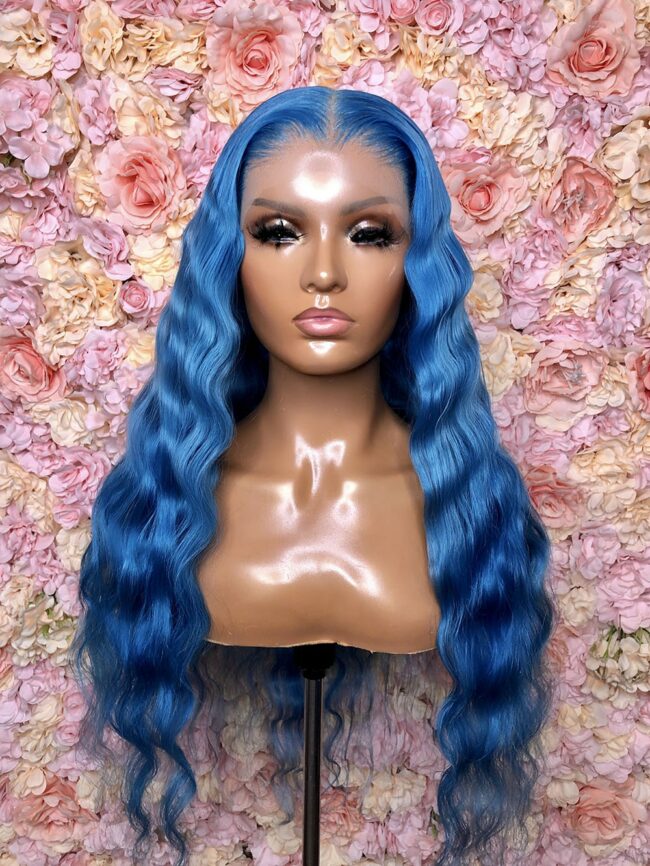 Blue -full lace wig with one bundle added